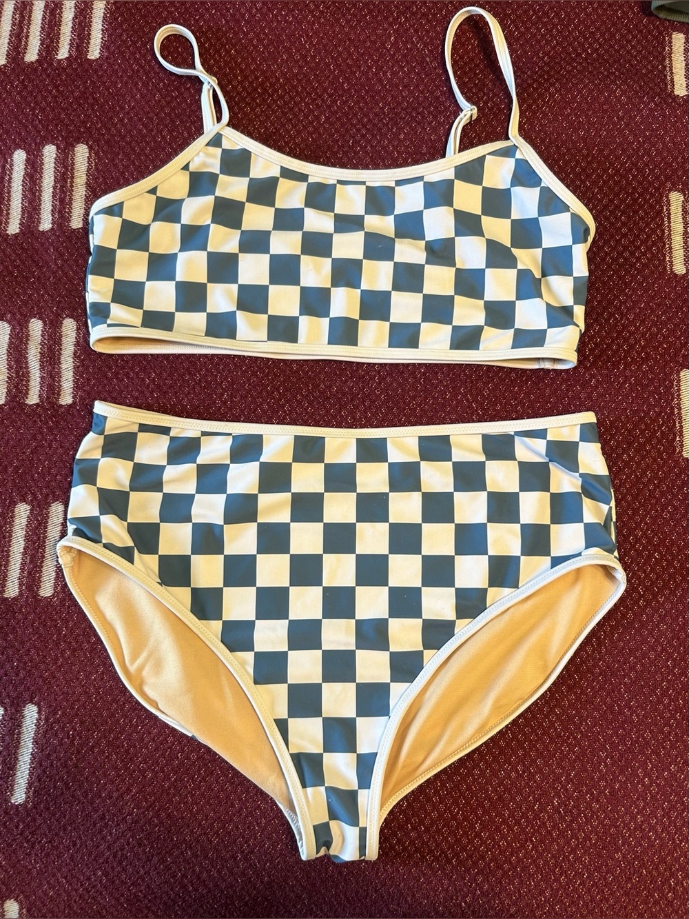 Roolee Blue and White Checkerboard Bikini Set